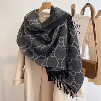 New Luxury Winter Two-Sided Cashmere Long Fringe Scarves High Quality Women Thicken Wrap Shawl Ladies Pashmina Warm Scarf
