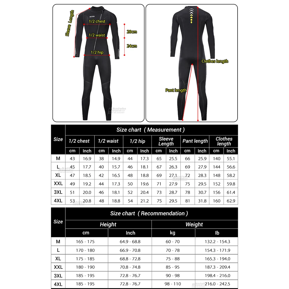 Diving Suits 3MM Neoprene Wetsuit Men Surf Scuba Diving Underwater Fishing Spearfishing Kitesurf Swimwear