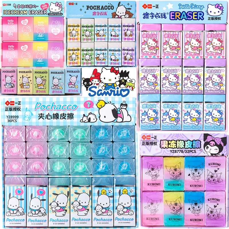 

Оригинальные Мультяшные канцелярские принадлежности Sanrio, ластик Hellokitty Melody Kuromi, студенческие канцелярские принадлежности оптом