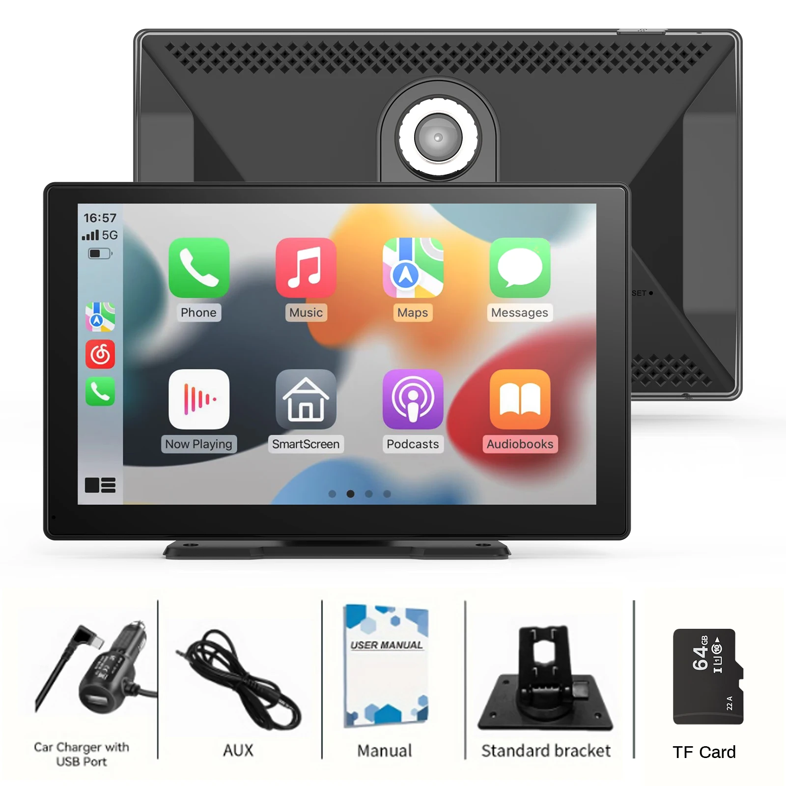 9 inch Wireless CarPlay Screen Car Compatable Apple CarPlay Android Auto Portable Car Stereo GPS Navigation