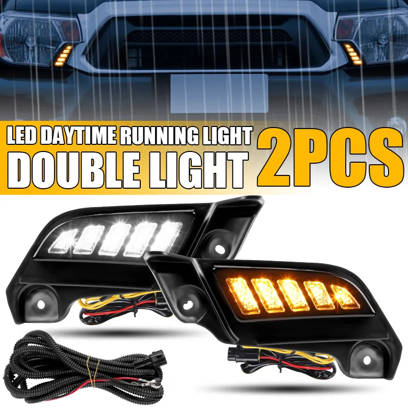 

LED Front Bumper Head Light For Toyota Tacoma 2012-2015 2016-2022 Dynamic Side Turn Signal Daytime Running Lamp DRL Headlight