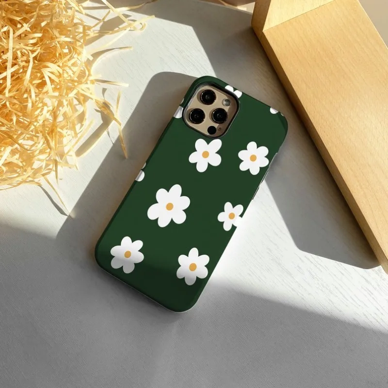 Glossy Dark Green Floral Phone Case - Premium Hard PC Cover