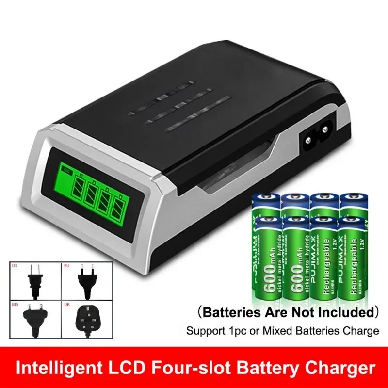 Caricabatteria intelligente a 4 slot Spina UE/USA/Regno Unito per batterie ricaricabili AA/AAA NiCd NiMh Caricatore intelligente con display LCD-002 - Image 3