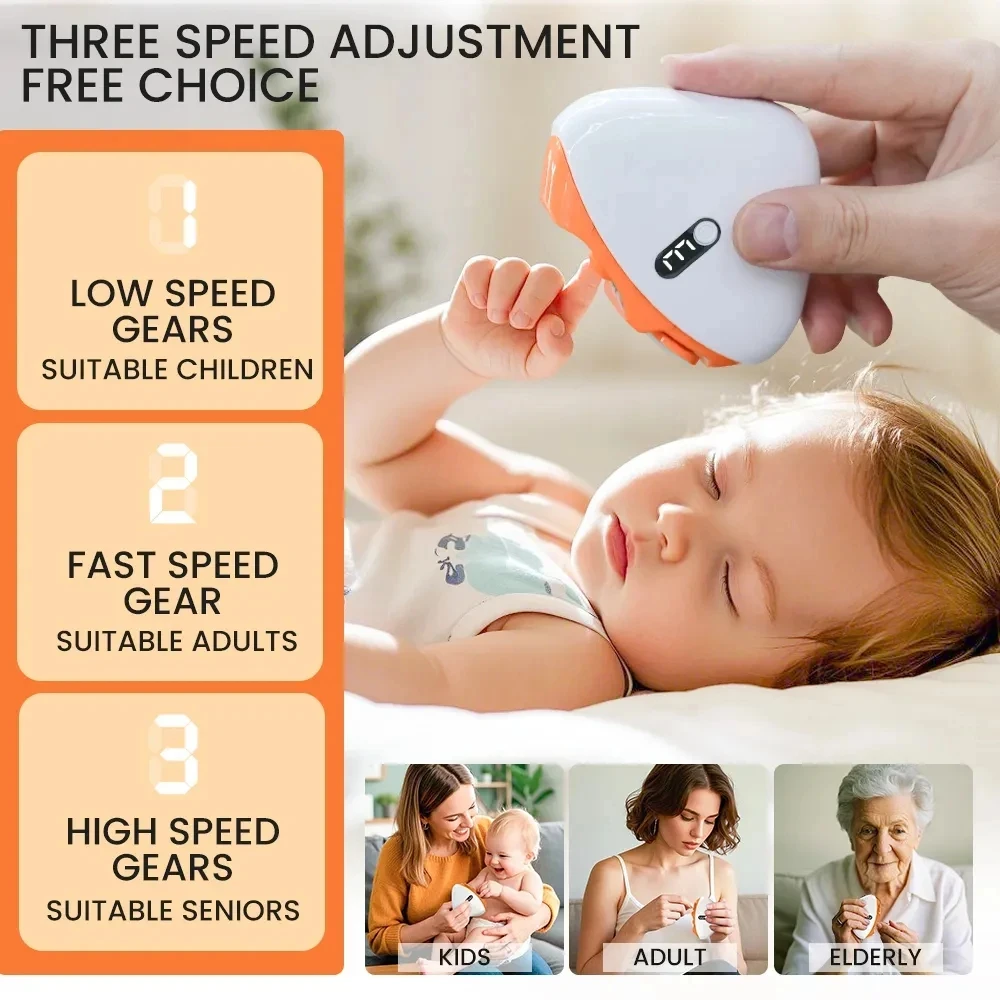Nail Care Curtains Electric Automatic Trimmer with Light Foot Scissors and Polisher For Adults and Babies