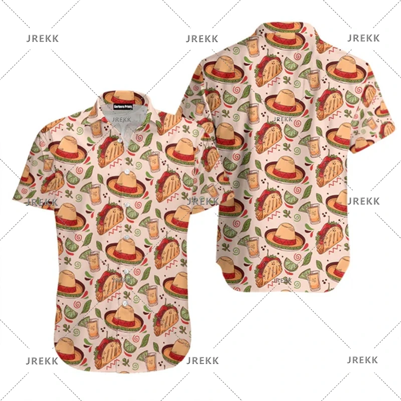 Camisas para hombre, fiesta mexicana, camisetas creativas con estampado 3D, nuevas camisas hawaianas casuales holgadas sin bolsillos de manga corta de alta calidad