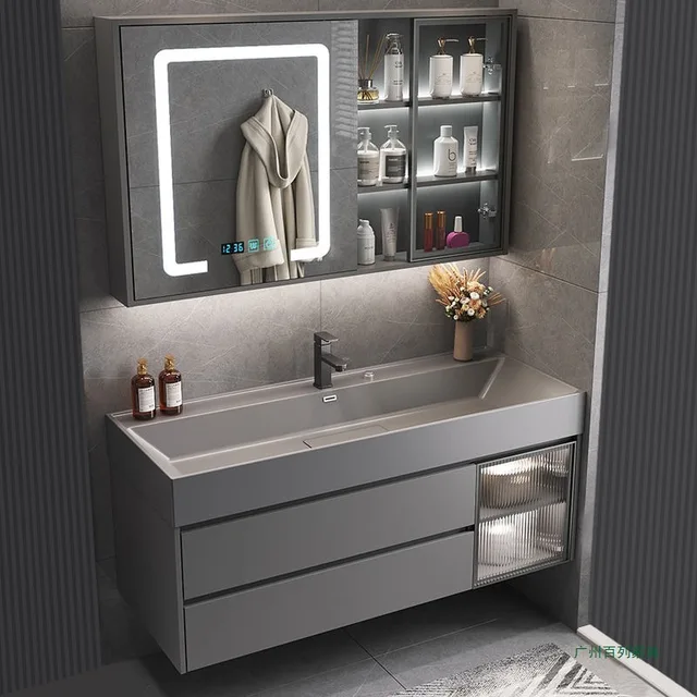 อ่างล้างหน้าขนาดใหญ่ ตู้ห้องน้ำอัจฉริยะพร้อมอ่างล้างหน้าในตัว โถสุขภัณฑ์ อ่างล้างหน้า อ่างล้างหน้า ห้องน้ำ ชุดตู้ล้างหน้า 3