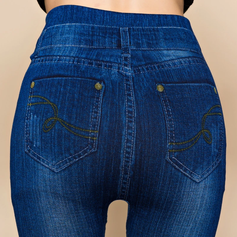 Stretchy Solid Color Jeggings Fashion False Jeans Women High Waist Tight Seamless Leggings Sexy Girl Slim Fit Casual Pencil Pant