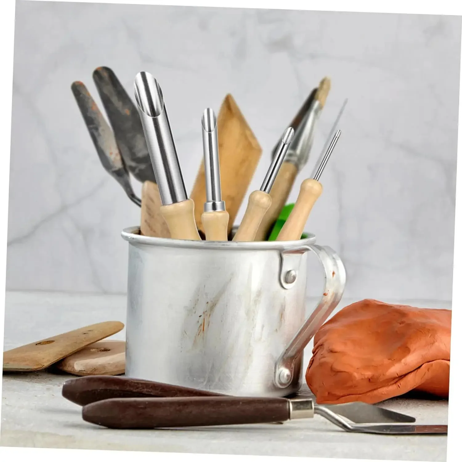 Essential Kit di attrezzi per ceramica in legno da 4 pezzi - Set di scultura, marcatura e taglio di precisione per modellare l'argilla e arte ceramica - immagine 5