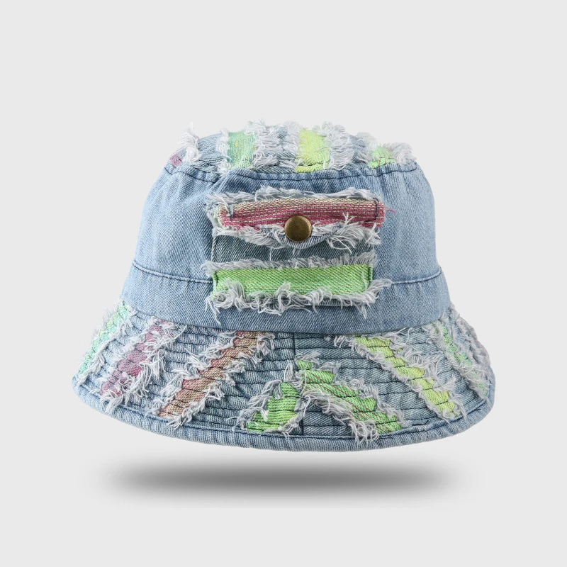 

Bucket Hat Women Sun Protection Denim Durable Brim Cap Panama Accessory For Holiday Outdoor Beach Spring Summer