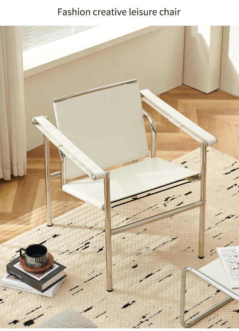 Le Corbusier Italian Style Single Sofa Chair Designer Vintage Single Chair Stainless Steel Leisure Chair