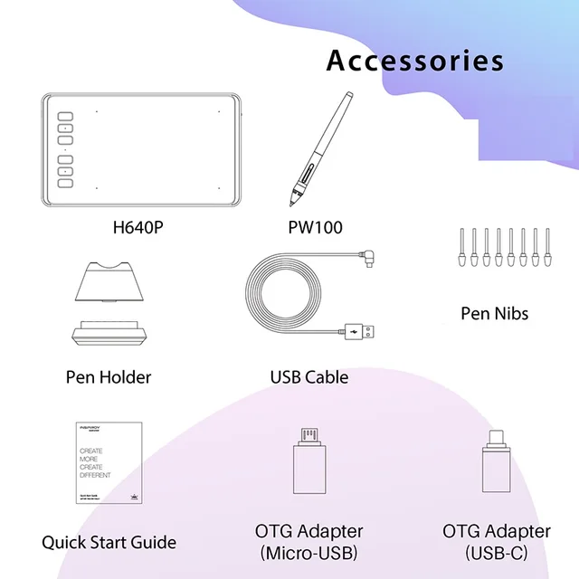 HUION Ultralight Graphic Tablets H640P H950P Digital Tablet Drawing Pen Tablet With Battery-Free Stylus for PC Android Phone 6