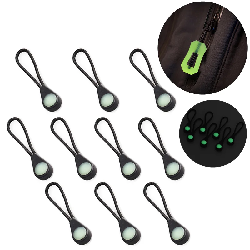 1/5/10pcs Glow In The Dark Zipper Puller Head Anti lost Luminous Pull Zippers Backpack Pendant