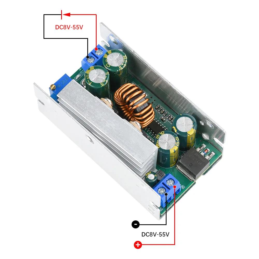 High-Power Adjustable DC-DC Buck Converter Module, 200W 15A Step-Down Power Supply