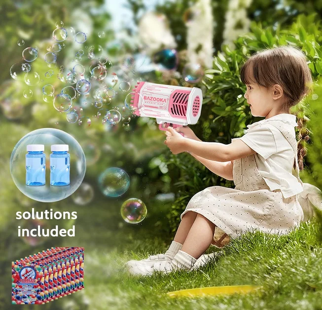 69 Holes Soap Blaster Bubble Gun Kids Adults Party Wedding Summer Fun Gifts Indoor and Outdoor Toys Ages 3 4 5 6 7 8 Boy Girl 6