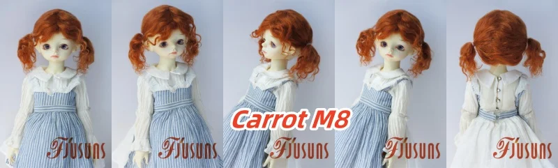 Fjusuns  JD816 Full Sizes  Soft Messy Baby Curly Twins Pony Mohair BJD Doll Wigs
