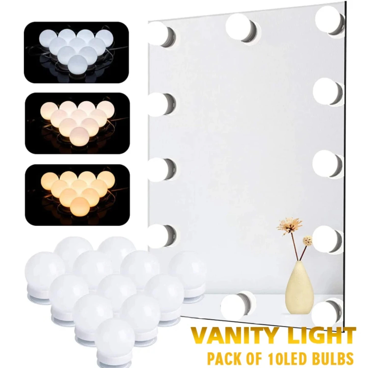 Enhanced Elegant Dimmable Vanity Makeup Mirror Lights with USB Charging-Elevate Your Beauty Routine-Ideal for Bathroom, Dres