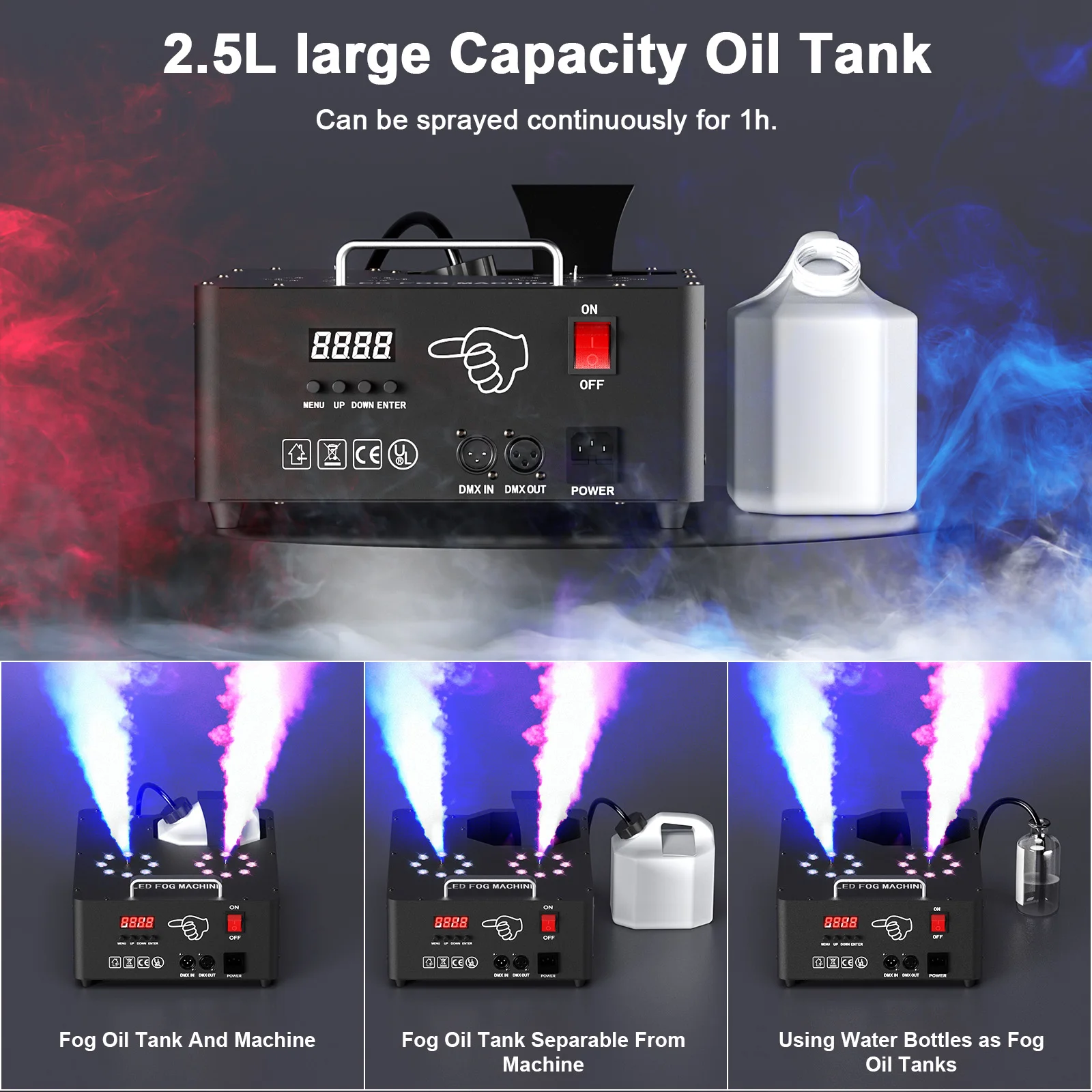 U'King 2000W RGB DMX Fog Machine 3