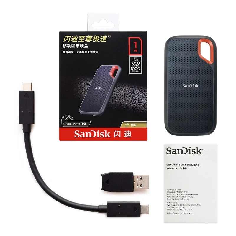External Hard Drive Sandisk E61 SSD 500GB 1TB 2TB 4TB High Speed 1050MB/S Portable For Laptop Desktop