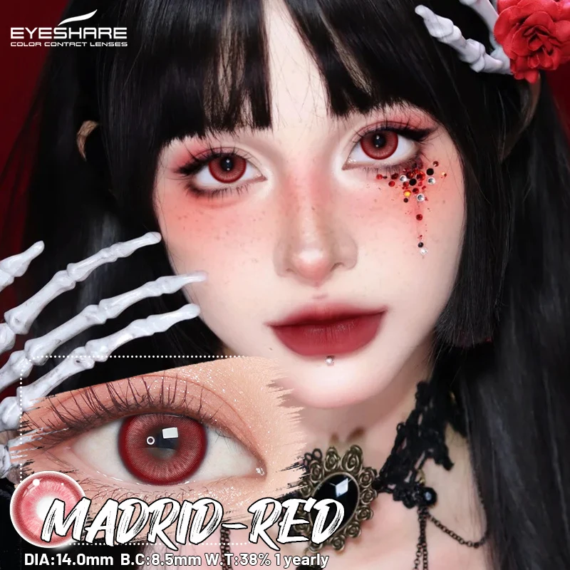 Vibrant Red Cosplay Contact Lenses for Anime and Halloween Makeup