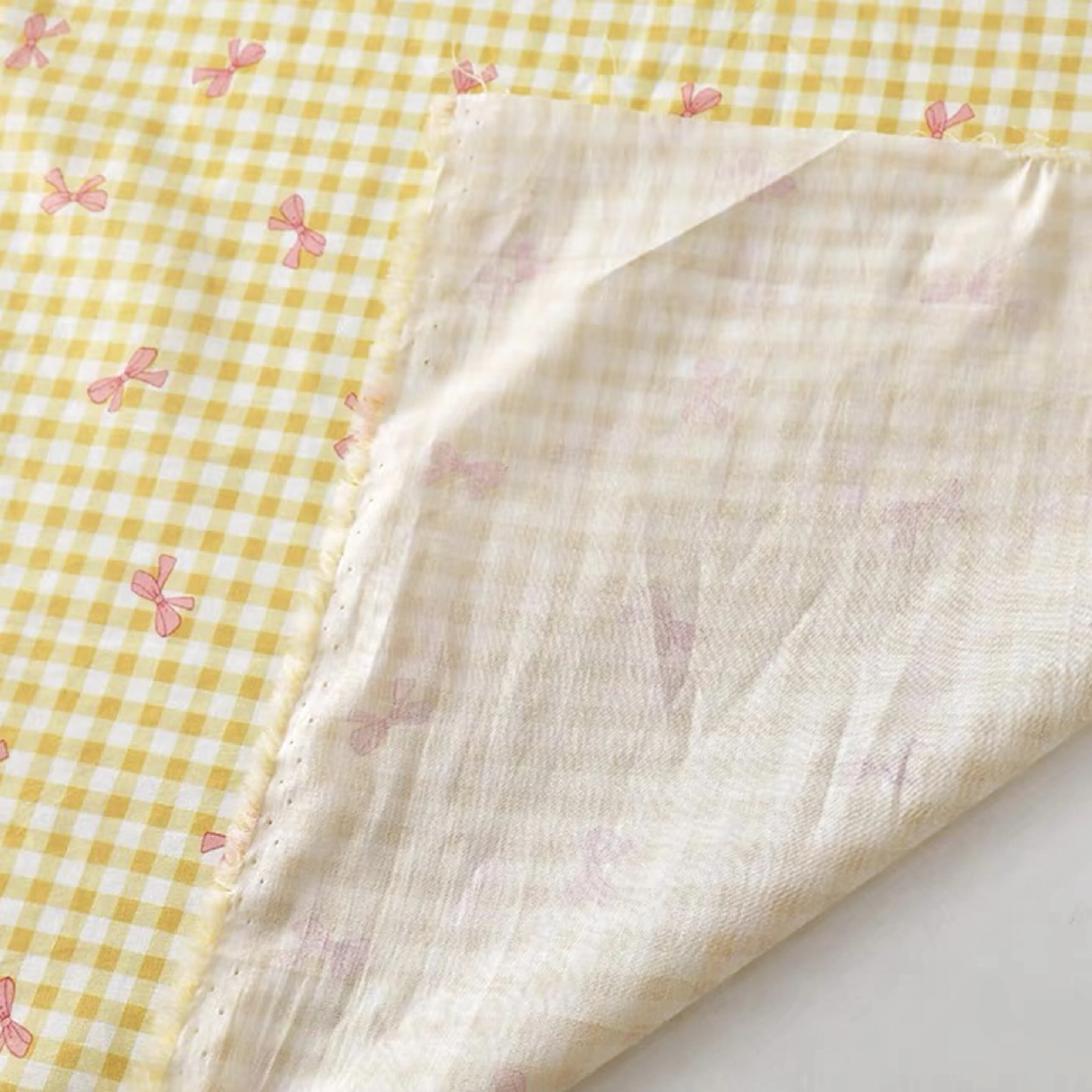 Colorful Checkered Bow Cotton Fabric 60S Printed Fabric for Making Dresses Shirts Pajamas Home and Children's Clothing Handmade Cotton Fabric