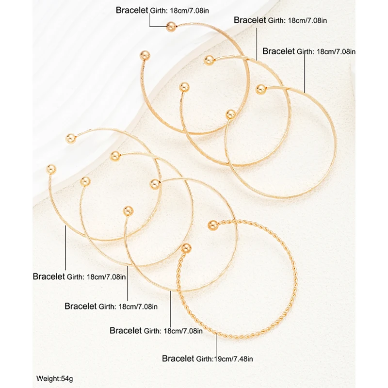 7 Pcs/Set Punk Gold Color Bracelets for Women Streetwear