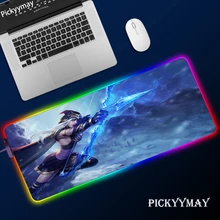 League of legends gaming led mouse pad rgb backlight esteira gamer xxl computador mousepad cs ir hiper antiderrapante borracha tapete de mesa para computador