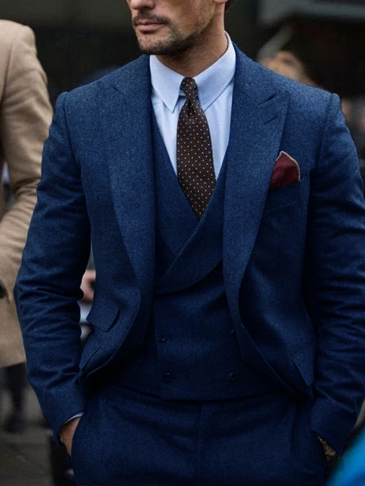 Grey Herringbone Men's Suit Tweed English Custom Men's Suit Fitting