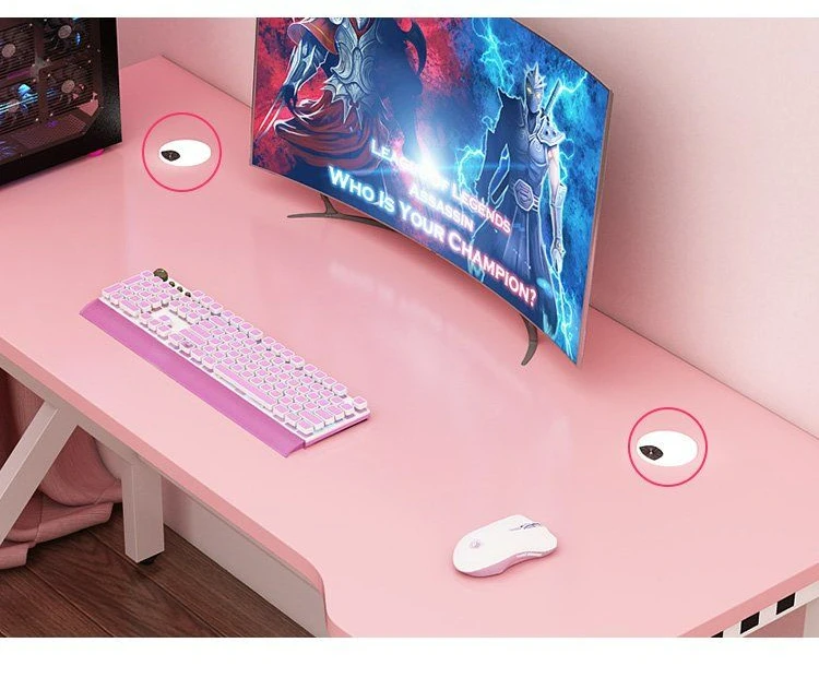 Minimalist Modern Pink Gaming Table  Pink Gaming Desk Led Lights - Gaming  Desk Study - Aliexpress