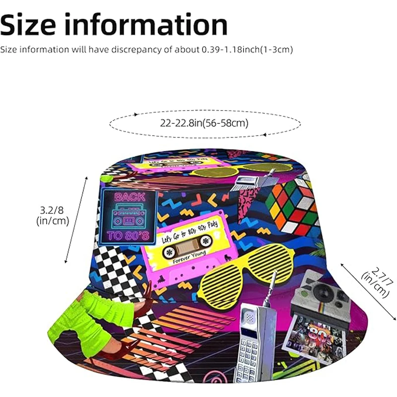 2024 Fashion Retro 80s 90s Bucket Hat Rave Festival Party Outfit for Women Men 2
