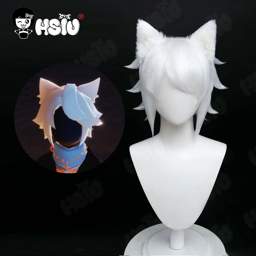 

Cat Cute wig Fiber synthetic wig Game Sky Children of the Light Cosplay「HSIU 」White Short Hair Sky Cosplay Wig