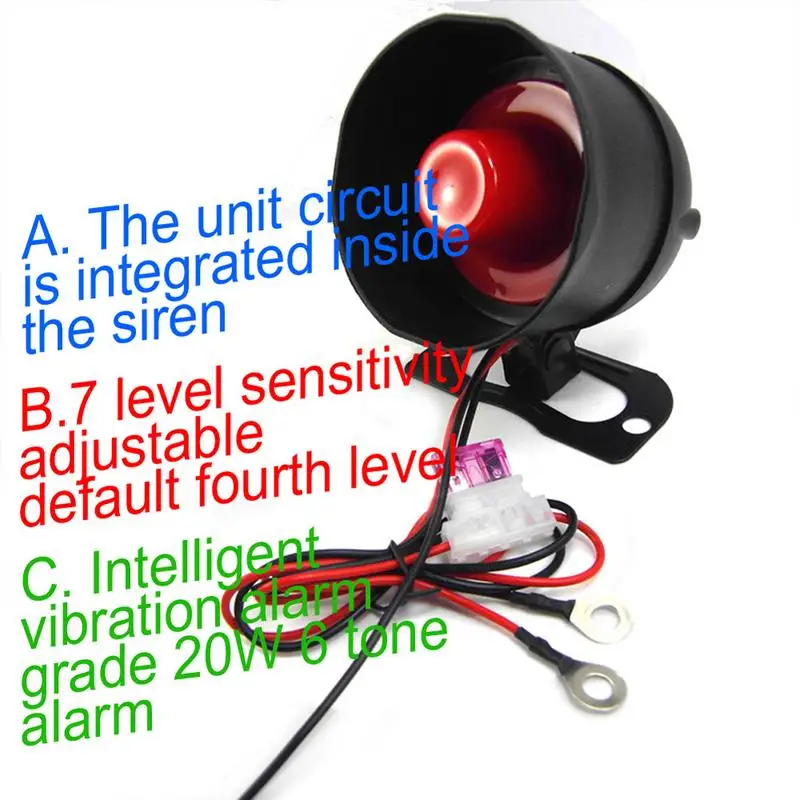12V Car Alarm Device Anti-theft Alarm Device Vibration Free Trimming Installation 12V Car Motorcycle Truck M8