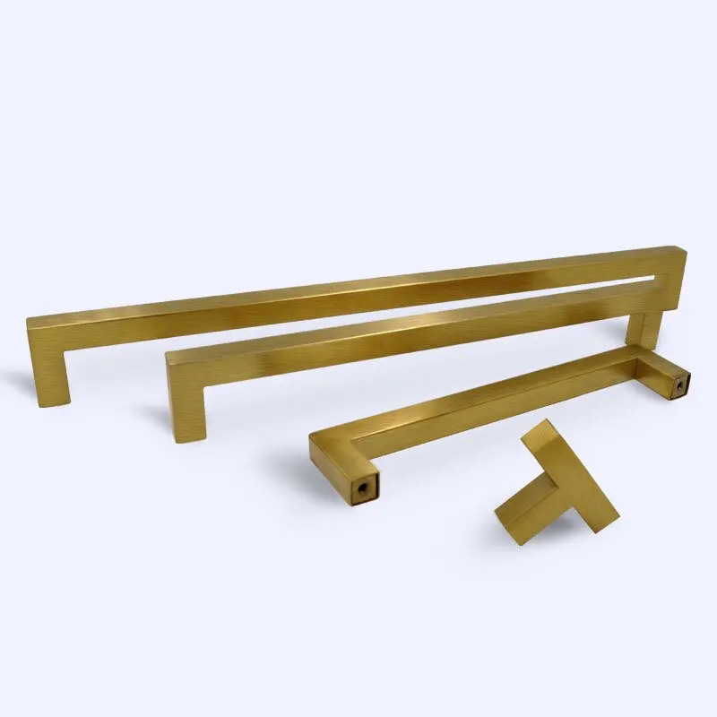 Furniture Handles Modern Black Cabinet Handle Square Furniture Hardware Stainless Steel Kitchen Door Knobs Cupboard Wardrobe Drawer Pulls