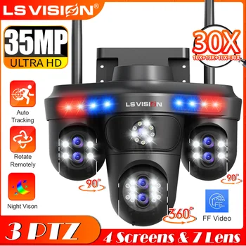 LS VISION 35MP WiFi IP Camera 10X Zoom 7 Lens 4 Screens Wireless Outdoor Surveillance Camera PTZ CCTV Auto Tracking Night Vision 1