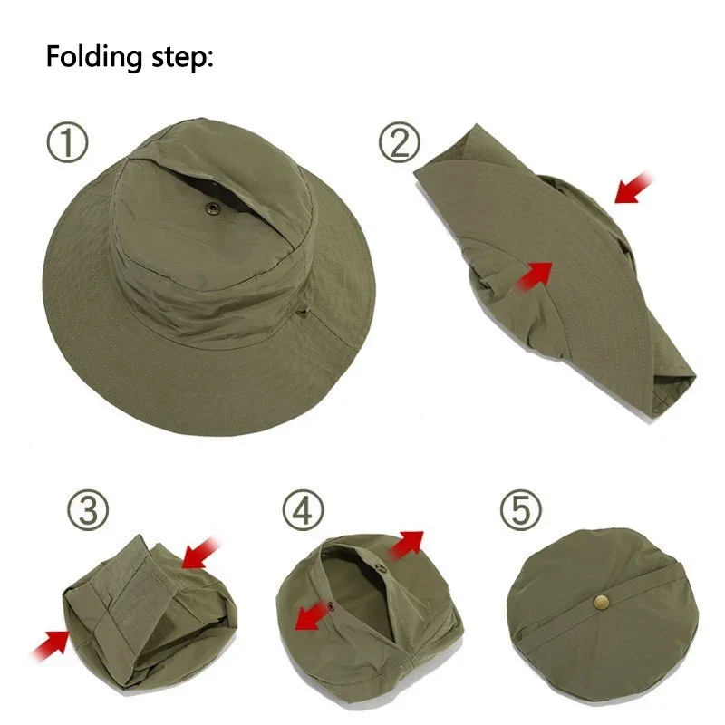 Quick Drying Fisherman Hats Women Men Outdoor Sun Anti-UV Protection Panama Hats Waterproof Camping Foldable Bob Bucket Sunhats