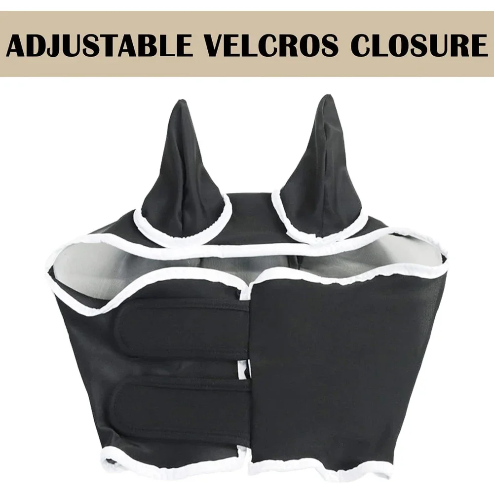 Anti Fly Stretchy Knitted Mesh Mask Ear Protection Meshed Horse Ear Cover Fly Mask Bonnet Net Horse Riding Equestrian Equipment