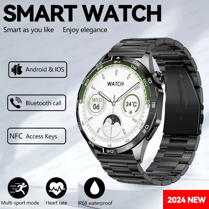 

New GT4 Watch NFC 1.43" 466*466 AMOLED Screen Bluetooth Call NFC Smart Watch for Huawei Xiaomi 100+ Sports Modes IP68 Waterproo