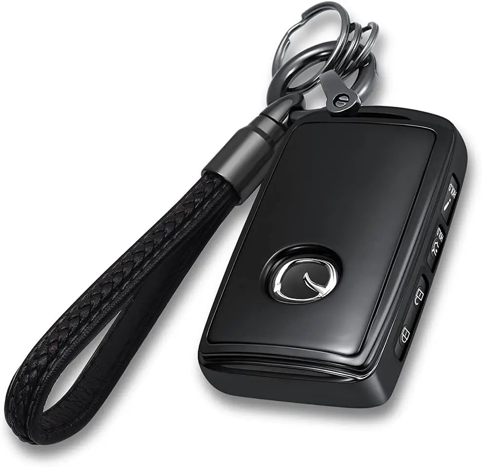 맛다 CX5 3 6 CX-30 CX-50 CX-9을 위한 키 폽 커버 케이스, 가죽 키 홀더 키 체인 3/4 버튼 차 키
