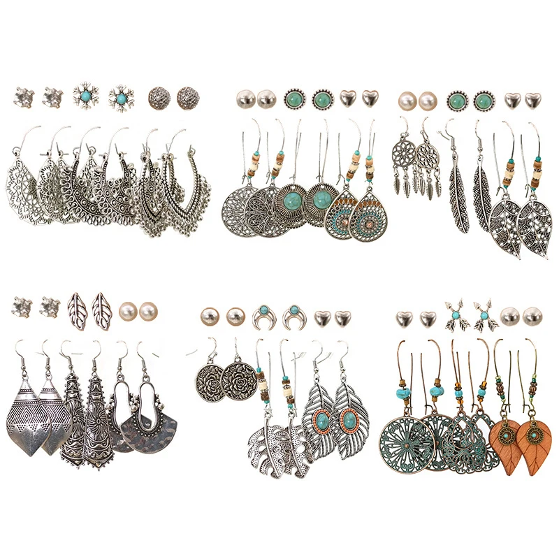 

36 Pairs Fashion Vintage Drop Dangle Earrings Set For Women Girls Bohemian Earrings For Birthday/Party/Valentine Gifts