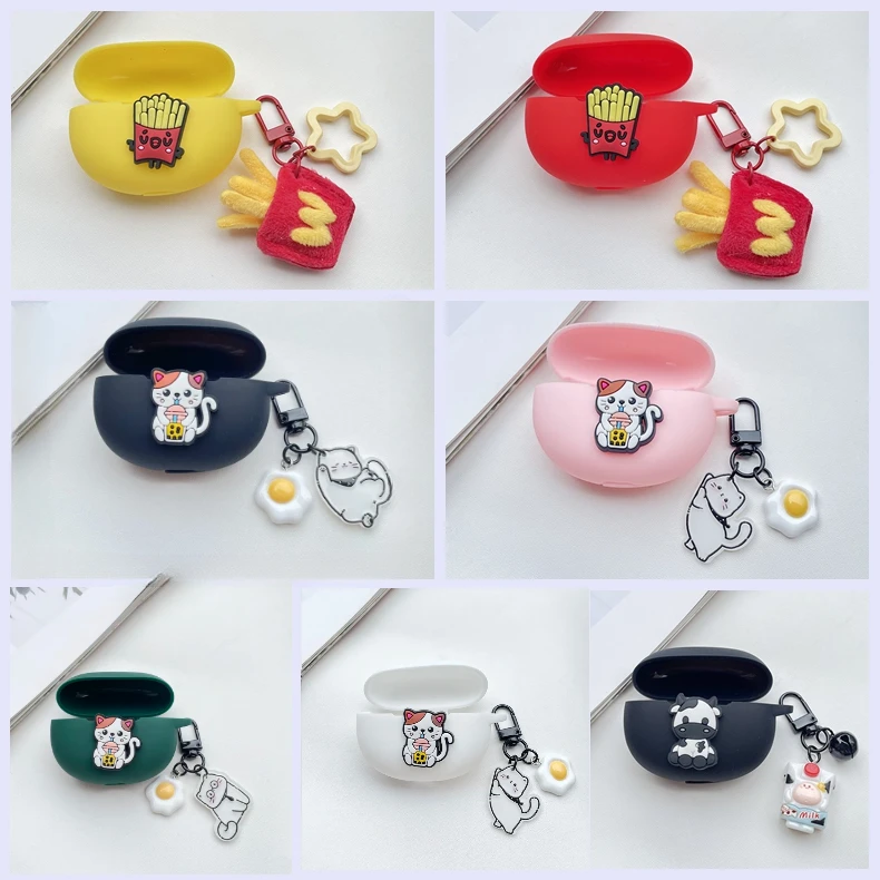 Чехол для xiaomi Buds 3 / 3Pro /MI FlipBuds Pro, силиконовый чехол с милым котом для Redmi Buds3pro/3lite /Airdots 3Pro, чехол для наушников с брелоком