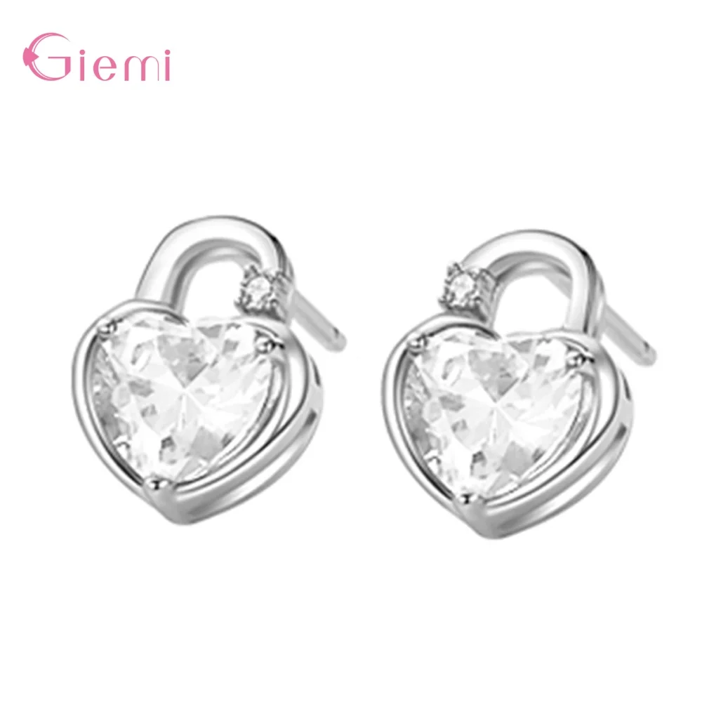 

Cute Hearts Stud Earrings For Women Authentic 925 Sterling Silver Ear Studs Wedding Engagement Statement Jewelry