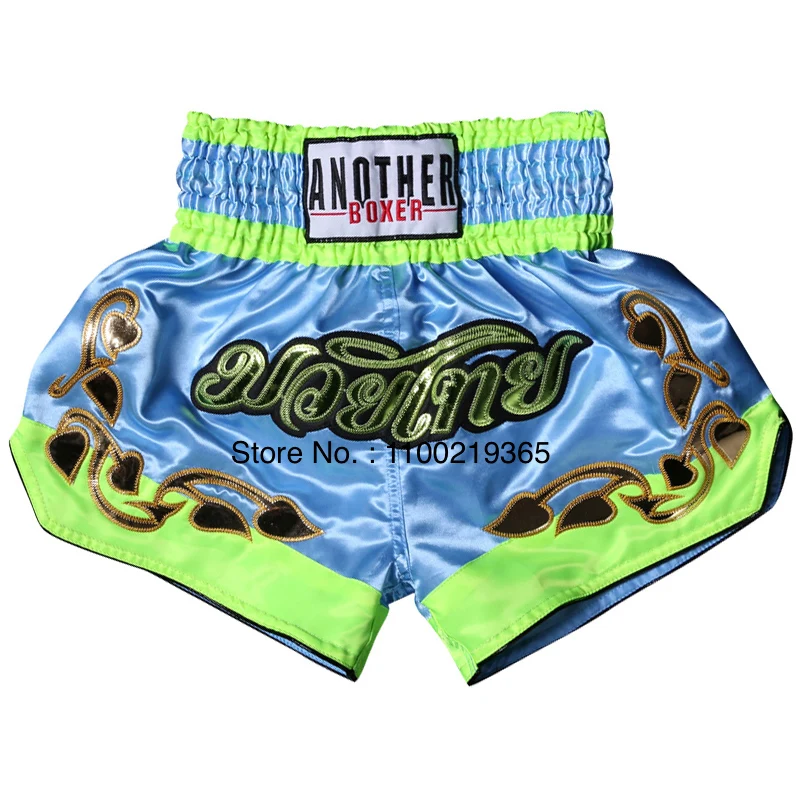 Muay Thai Shorts New Embroidery Kick Boxing Shorts Womens Men Child Gym Martial Arts Grappling Kickboxing Cage Fighting Shorts
