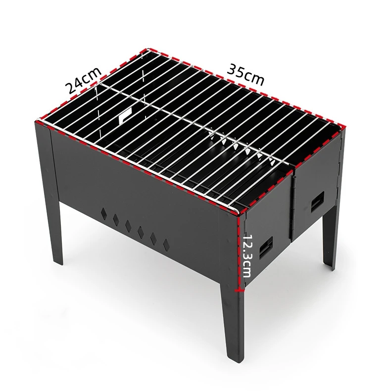 

Charcoal Bbq Grill Barbecue Portable Rack Folding Outdoor Barbecue Rack Quick Assembly Iron Tool Trolley 3-5 People