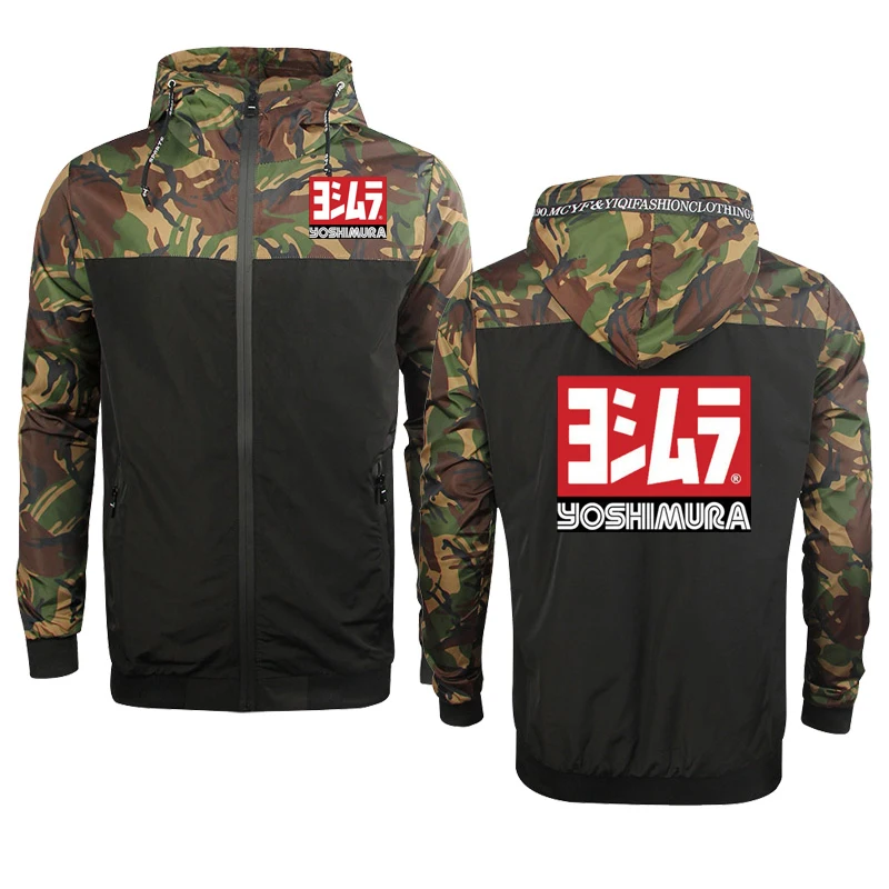 Men's Jacket Camouflage Outwear Yoshimura Japan Print Casual Hooded Jacket HipHop Large Size Zipper Outdoor Sweatshirt 3