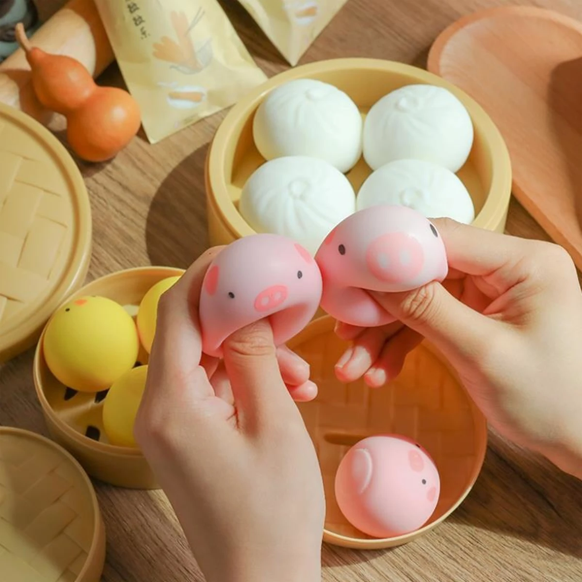 Squishy Food Toys Fake Steamed Dumpling Hamburger Squeeze Toys Slow Rising Stress Relief Fidget Toys Pop Antistress Ball Hot panic pete