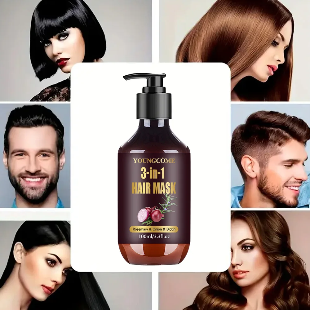Maschera per capelli organica con rosmarino, cipolla Biotina 3 in 1 Trattamento naturale Nutriente Riduce la caduta dei capelli Prodotti per capelli anti-rottura100ml 6