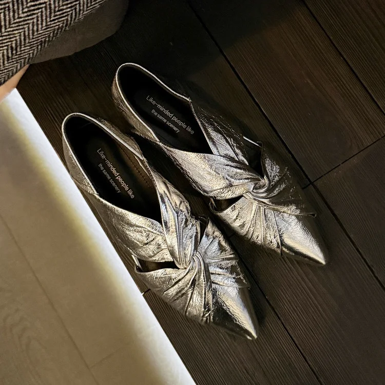NEW Spring/Autumn Women Pumps Split Leather Shoes for Women Fashion Pointed Toe Wedges Shoes Slip-on Cross Tied Modern Shoes