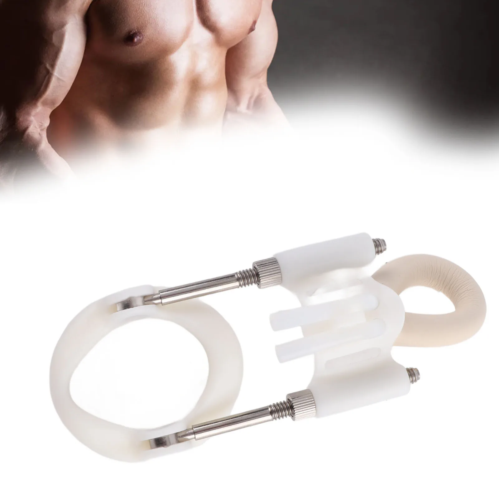 Male Penis Extender Stretcher Wearable Size Adjustable Powerful Training Penile Traction Device White Silver penis extender device