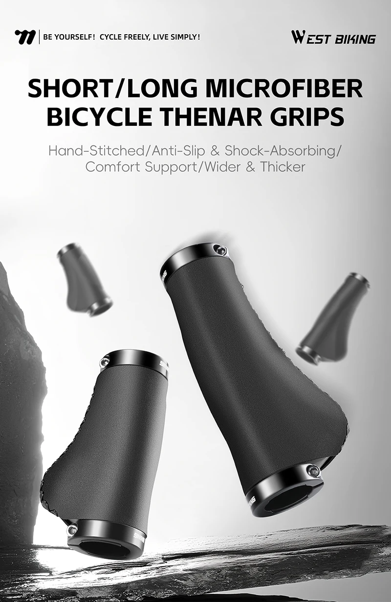 Description Picture 2 of itemWEST BIKING Bicycle Handlebar Asymmetric Grips 130mm Long & 95mm Short Twist Shifter Compatible for MTB BMX Folding Bikes Parts