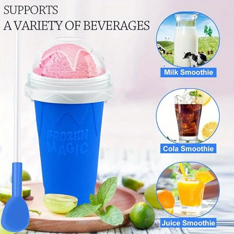 Smoothies Cup Ice Cream Maker Quick-Frozen Silicone Squeeze Cup DIY Juice Milkshake Water Bottle Cooling Sand Kitchen Tool