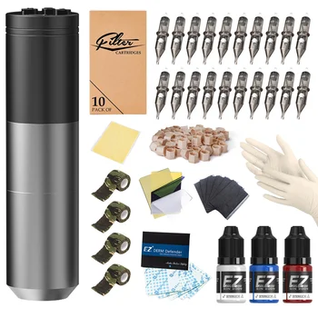 Kit Tatuaggio EZ Lancer Wireless: Macchinetta per Tatuaggi a Cartuccia Portatile con Batteria da 1600mAh e Display Digitale a LED - Forniture Complete